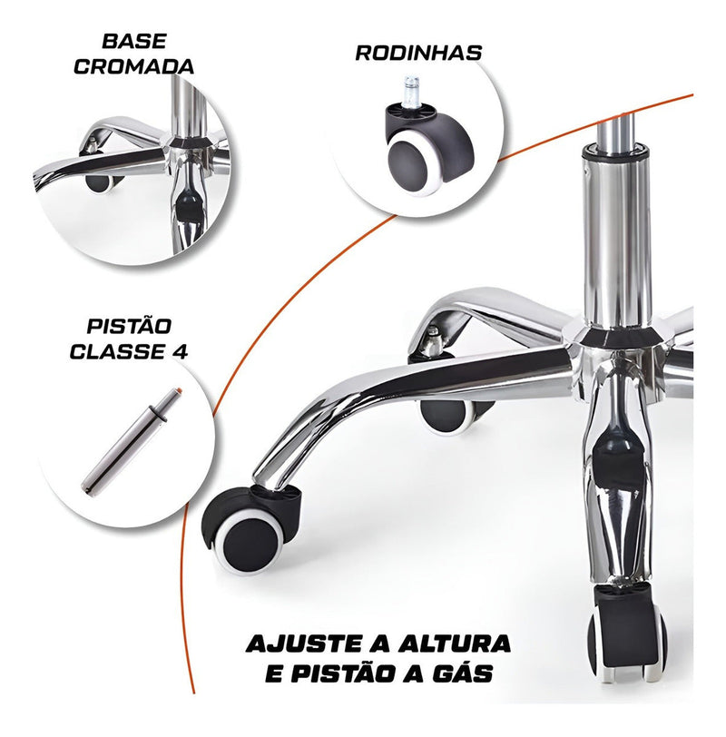 Kit 2 Cadeira De Escritório Giratória Preta Com Rodinhas Cor Preto
